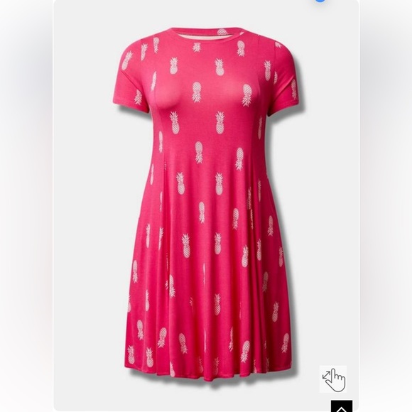 Mini Super Soft Fit N Flare Dress - Pink Pineapple - Torrid size 00 (equals 10) - Picture 5 of 10